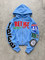 Sweat-shirt à capuche personnalisé en polaire épaisse pour l'hiver, avec broderies et appliqués, coupe oversize, style streetwear, séchage rapide