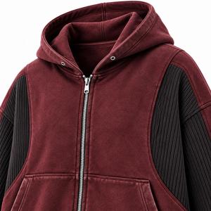 Sweat-shirt à capuche oversize pour homme 100% coton, color block, manches raglan, molletonné, zippé, décontracté, pour l'hiver, coupe ample, ODM - Product Image 4