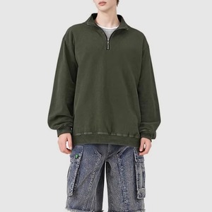 Sweat-shirt surdimensionné 320G à col zippé et épaules tombantes, style vintage, avec fermeture éclair 1/4, pour homme - Product Image 2