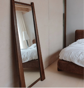 Multi-functional full length <b>mirror</b> integrated with a wooden side shelving <b>storage</b> rack, available at wholesale prices. - Product Image 5