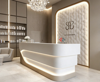 Comptoir de réception moderne en résine de pierre de surface solide, blanc de luxe, pour poste d'infirmière, hôtel, institut de beauté