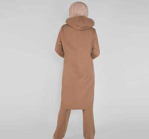 Conjuntos de chándal islámicos étnicos al por mayor para mujer, con cremallera completa, modestos, transpirables, largos, con capucha y 2 bolsillos. - Product Image 4