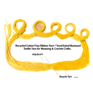 Fil de coton recyclé en ruban texturé - Fil textile teint à la main couleur moutarde pour le tissage et le crochet - Product Image 2
