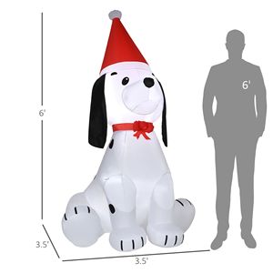 Decorazione Gonfiabile Natalizia da Esterno per Giardino, Cane Cucciolo di 1,8 m con Luci LED e Cappello da Babbo Natale - Product Image 3