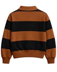 Sudadera con Cierre de Cremallera a Rayas Marrón y Negro para Hombre, de Algodón y Felpa, Estilo Urbano Holgado, Informal, con Logotipo Personalizado, Fabricante OEM - Product Image 2