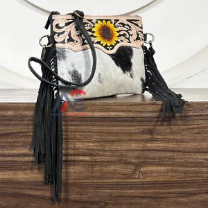 Nouveaux sacs à bandoulière en cuir véritable pour femmes, de marque, à la mode, avec franges, de haute qualité, de luxe, style bohème, sacs à bandoulière en cuir de vachette - Product Image 1