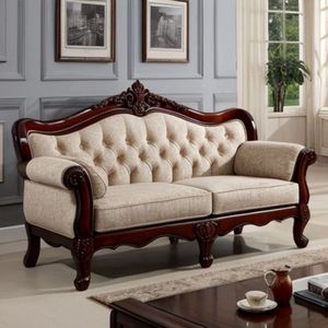2 seater <b>sofa</b> with classic carved art from mahogany wood with natural color for indoor living room use - Product Image 2