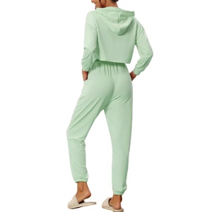Women's Cropped Top and Jogger Set Casual Two <b>Piece</b> Sports Fashion Outfit with Comfortable Fabric for Streetwear Fitness - Product Image 4