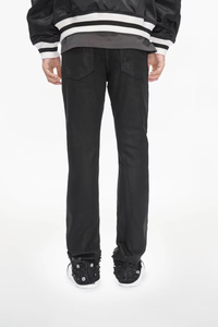 Jeans de Mezclilla para Hombre de Alta Calidad, Marca Americana de Estilo Urbano, Cómodos, Corte Ajustado, Desgastados, Color Negro Lavado - Product Image 4