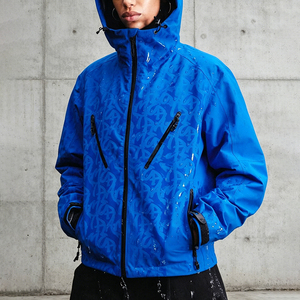 Custom Zip up Polyester Nylon Hooded Water Proof Windproof Waterproof Water Reactive Outdoor Hiking Shell Windbreaker <b>Jacket</b> <b>Men</b> - Product Image 2