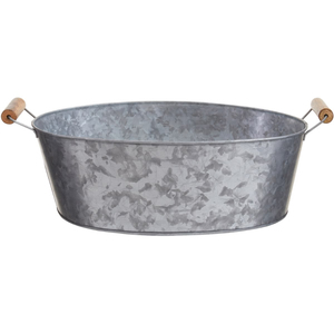 Fabulous Design Galvanized Steel Beverage Tub With Wooden Handles Oval Metal Ice Bucket For Wine Beer And Party <b>Drinks</b> <b>Cooler</b> - Product Image 1
