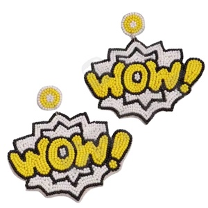 WOW Beaded Earrings for Women Patriotic Orange White Blue Colour for Wedding or <b>Memorial</b> Day - Product Image 1