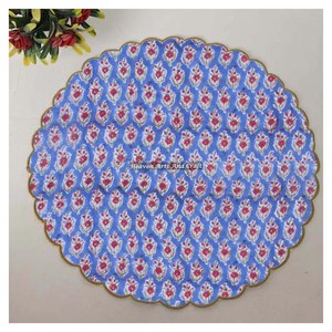 Serviette de table ronde moderne imprimée à la main 100% coton Design unique pour avion, hôtels et usage domestique EN069 - Product Image 1
