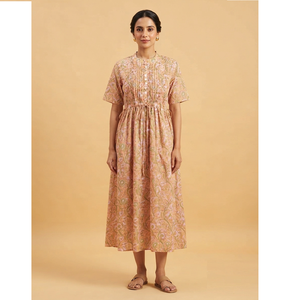 Robe longue bohème pour femme en coton imprimé, confortable, sans plis et respirante, coupe évasée, export en gros - Product Image 1
