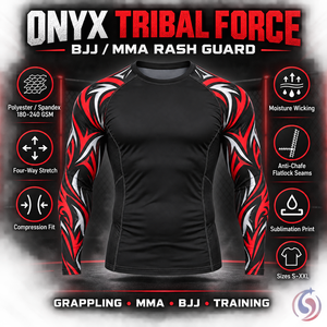 Rashguard personnalisé Onyx Tribal Force BJJ MMA pour hommes, manches longues, compression, sublimation, vêtements de combat, fabricant OEM - Product Image 6