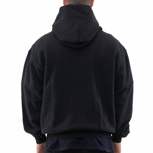Sweat-shirt à capuche oversize pour homme, style streetwear, imprimé aigle, noir, en coton tricoté, coupe classique, logo frontal, style hiver, en polaire - Product Image 1