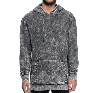Sweat à capuche unisexe délavé à l'acide, style vintage, gaufré, respirant, effet vieilli pour homme - Product Image 1