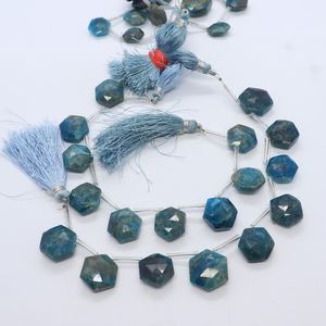 Natural Neon <b>Blue</b> Apatite Faceted Hexagon Cut <b>Beads</b> 10-15 MM <b>Blue</b> Apatite Gemstone <b>Beads</b> 7 Inch Neon Apatite Fancy Shape <b>Beads</b> - Product Image 1