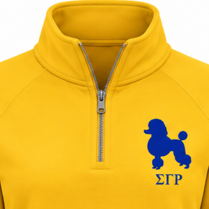 Sweat-shirt demi-zip jaune personnalisé avec lettres grecques pour femmes Sigma Gamma Rho – Style universitaire décontracté pour sororité - Product Image 4