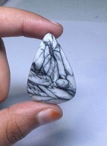 Cabochon de Jaspe Pinolithe Naturel, Pierre Précieuse en Cristal pour Création de Bijoux, Fourniture de Pierres de Guérison, Blanc et Noir - Product Image 2