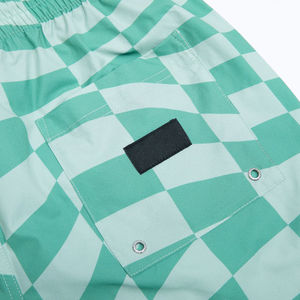<b>Men</b>’s Premium Green Plaid Swim Shorts Quick Dry Beach <b>Trunks</b> Adjustable Drawstring Waist Lightweight Polyester With Pockets - Product Image 3