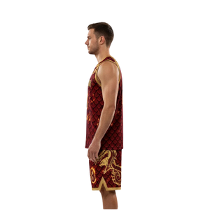 Conjunto de Uniforme de Baloncesto para Hombre, Camiseta sin Mangas con Cuello en V, Estampado de Diamantes, Nombre y Número del Equipo, Kit para Adultos, 100% Poliéster - Product Image 5