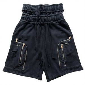 Shorts cargo sportifs mi-taille amples pour hommes, personnalisés OEM, 100% coton toile, élastiques, respirants, écologiques, délavés à l'acide - Product Image 3