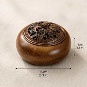 Quemador de Incienso de Madera de Nogal, Porta Incienso Redondo con Tapa de Bronce - Product Image 5