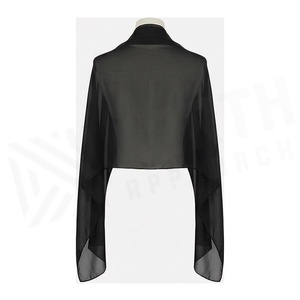 Bufanda Larga de Chifón para Mujer, Color Negro Sólido, Accesorio de Moda para Todas las Temporadas, Estilo Simple, Agradable al Tacto - Product Image 2