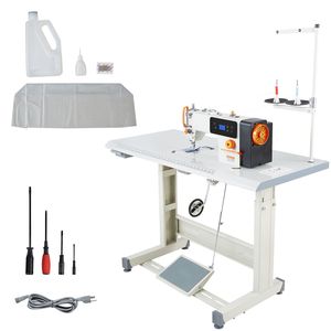 Máquina de Coser Industrial de Alta Velocidad de 550W con Motor Servo, Soporte de Mesa, 5000 PPM, Configuración de Cama Plana, Marco Metálico - Product Image 1