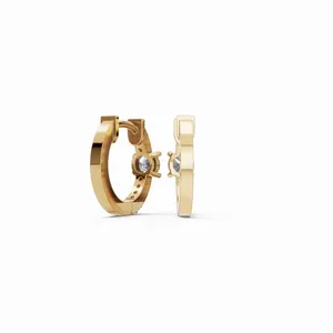 ต่างหูเพชรทรงห่วง รุ่น Marie Diamond Hoops ประดับเพชร 16 เม็ด ต่างหูเพชรทรงกลม ต่างหูทองคำ 18K สีเหลือง สำหรับผู้หญิง - Product Image 2