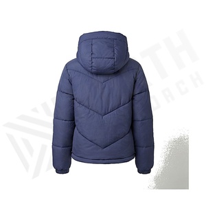 Hooded Quilted Waterproof <b>Bubble</b> Jacket Black Full Sleeve Winter Windproof Cotton Shell Knitted Fabric Polyester Filling Stand - Product Image 2