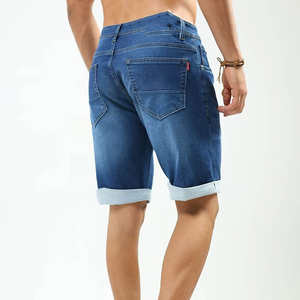 Shorts en jean homme coupe slim taille mi-haute délavé clair style hip-hop pour l'été, décontracté, voyage, usage quotidien, look épuré - Product Image 2