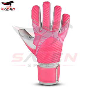 Good Quality <b>Pink</b> & White Color Adult Wear Sports Equipment OEM Your Own Design Adjustable Wrist Strap Soccer Goalkeeper Gloves - Product Image 3