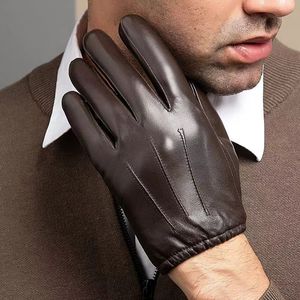 <b>Sheepskin</b> Bike Wear <b>Gloves</b> Wrist Length Thermal Unlined Plain Style Touchscreen Friendly for Winter Daily Life - Product Image 3