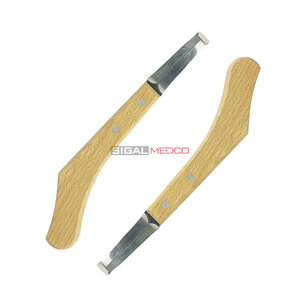 Couteau de fermeur Mustad réutilisable en acier inoxydable allemand, lame large double, manche en bois blanc, usage vétérinaire professionnel - Product Image 6