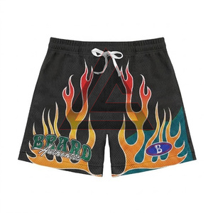 Shorts de basketball en maille 100 % polyester personnalisés style streetwear, confortables et décontractés, avec taille élastique, shorts de bain en maille avec cordon de serrage - Product Image 2