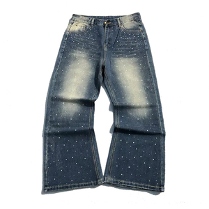 Jeans Acampanados de Tallas Grandes para Mujer, de Cintura Alta, de Mezclilla Lavada a la Piedra con Patrón de Remaches, Ajuste Holgado, Largos, Casuales, para Otoño - Product Image 2