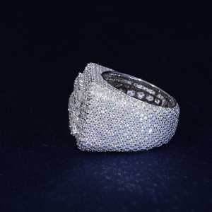 925 silver VVS1 Moissanite Diamond <b>Cocktail</b> <b>Ring</b> 18K <b>Gold</b> plated Pave Setting Geometric Design Unisex Moissanite Jewelry <b>ring</b> - Product Image 3