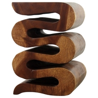 Table basse moderne en bois sculpté, design courbé, en bois de Suar massif, écologique, durable, artisanale, forme unique, mobilier pour la maison