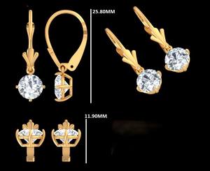 Pendientes de Oro Blanco/Amarillo/Rosa de 14K con Moissanita de Corte Brillante de 2.90 Ct, Diseño Vintage Colgante, Certificados, para Bodas y Fiestas - Product Image 6