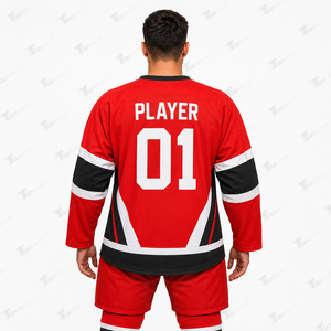 Uniforme de hockey sur glace personnalisé unisexe pour adulte, haut de gamme, léger, respirant, imprimé par sublimation, en polyester haute performance, manches longues - Product Image 4