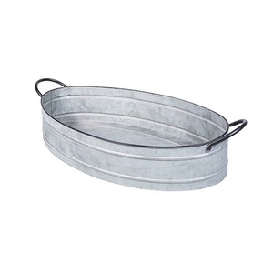 Top Selling Oval Shape Food Serving <b>Tray</b> For Hotelware Galvanized Chocolates Sweets <b>Tray</b> With Metal Handles - Product Image 1
