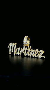 Nuevo collar con colgante de letra personalizada Iced Out, cadena de Hip Hop chapado en oro, collar de joyería de moissanita, colgante de nombre personalizado - Product Image 4