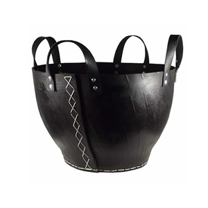 Panier à bûches en caoutchouc recyclé au meilleur prix, avec poignées, de forme ronde, fabriqué à la main par une usine vietnamienne B2B - Product Image 1