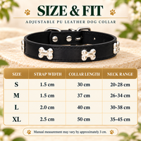 Collier pour chien réglable en cuir PU avec clous en métal, boucle à ardillon et anneau en D, S-XL