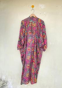 Kimono Sari de seda reciclada Vestido Largo de seda Kimono de seda bohemio - Product Image 6