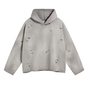 Breathable 100% Cotton Eco-friendly Distressed Hoodies for Women Anti wrinkle Streetwear Thermal Custom Women Distressed Hoodies - Product Image 6
