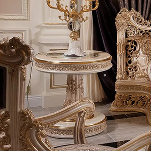 Ensemble de canapés sectionnels de luxe en bois d'acajou sculpté à la main, design français personnalisable et rembourré pour salon et bureau à domicile - Product Image 5