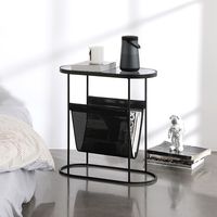 Table d'appoint moderne en acier la plus vendue avec plateau en verre et porte-journaux multifonction pour salon, bureau, salle de séjour